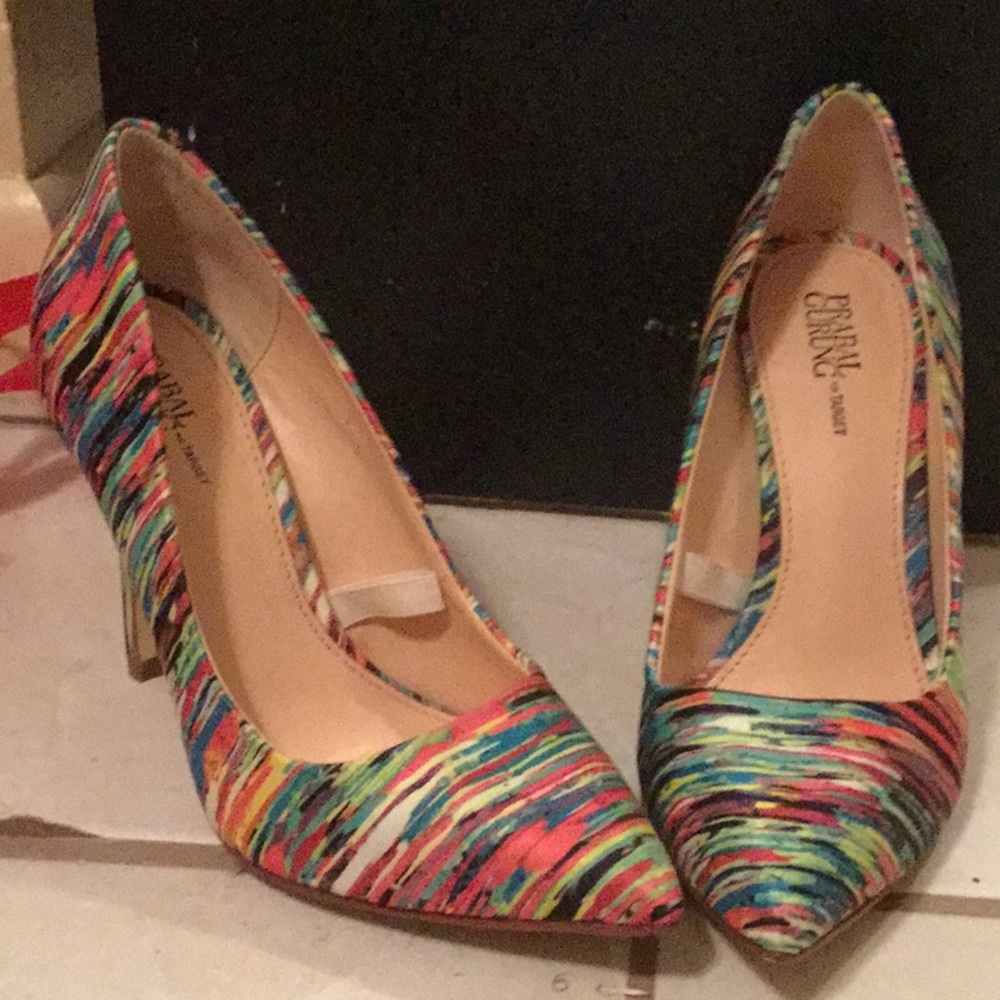 Multi colored cute satin heels